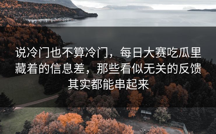 说冷门也不算冷门，每日大赛吃瓜里藏着的信息差，那些看似无关的反馈其实都能串起来  第1张