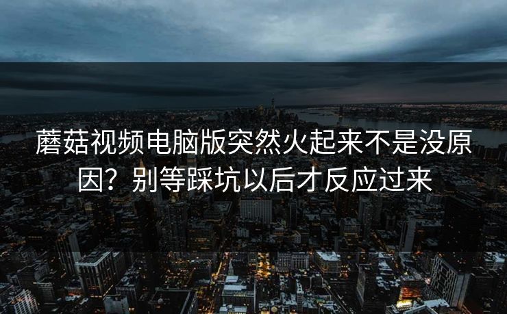 蘑菇视频电脑版突然火起来不是没原因？别等踩坑以后才反应过来  第1张
