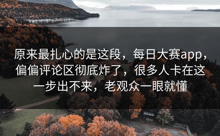 原来最扎心的是这段,每日大赛app,偏偏评论区彻底炸了,很多人卡在这一步出不来,老观众一眼就懂 第1张 原来最扎心的是这段,每日大赛app,偏偏评论区彻底炸了,很多人卡在这一步出不来,老观众一眼就懂 第1张
