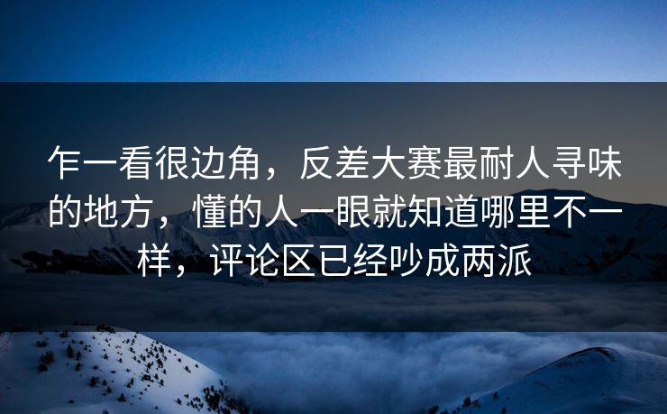 乍一看很边角，反差大赛最耐人寻味的地方，懂的人一眼就知道哪里不一样，评论区已经吵成两派  第1张